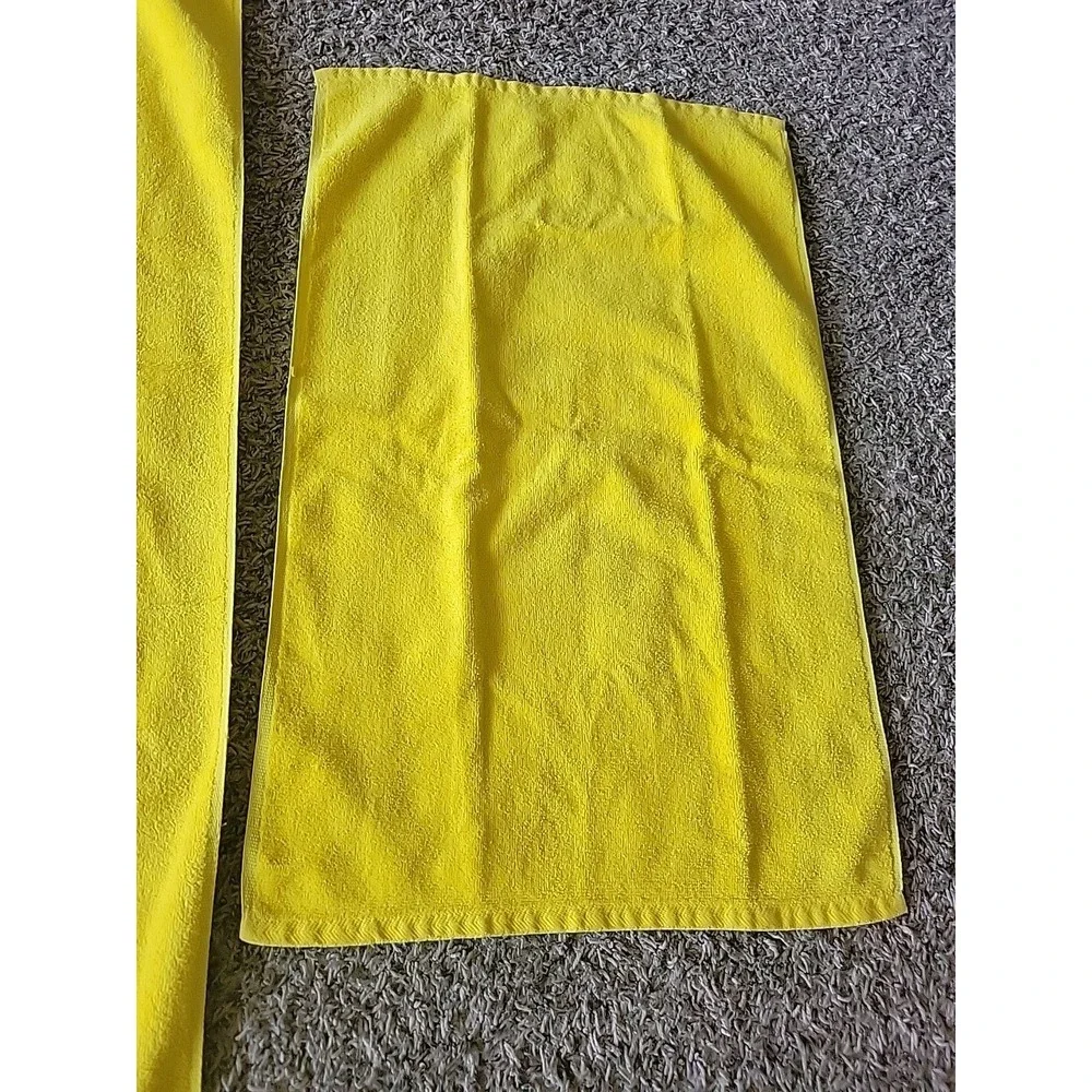 Vintage Fieldcrest Bath And Hand Towel Bright Yellow MADE In USA
